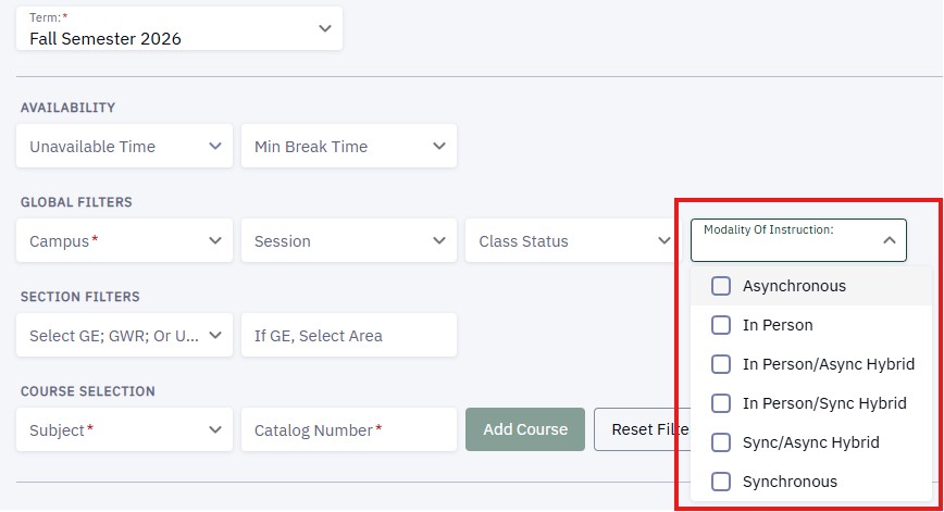 Modality Schedule Builder