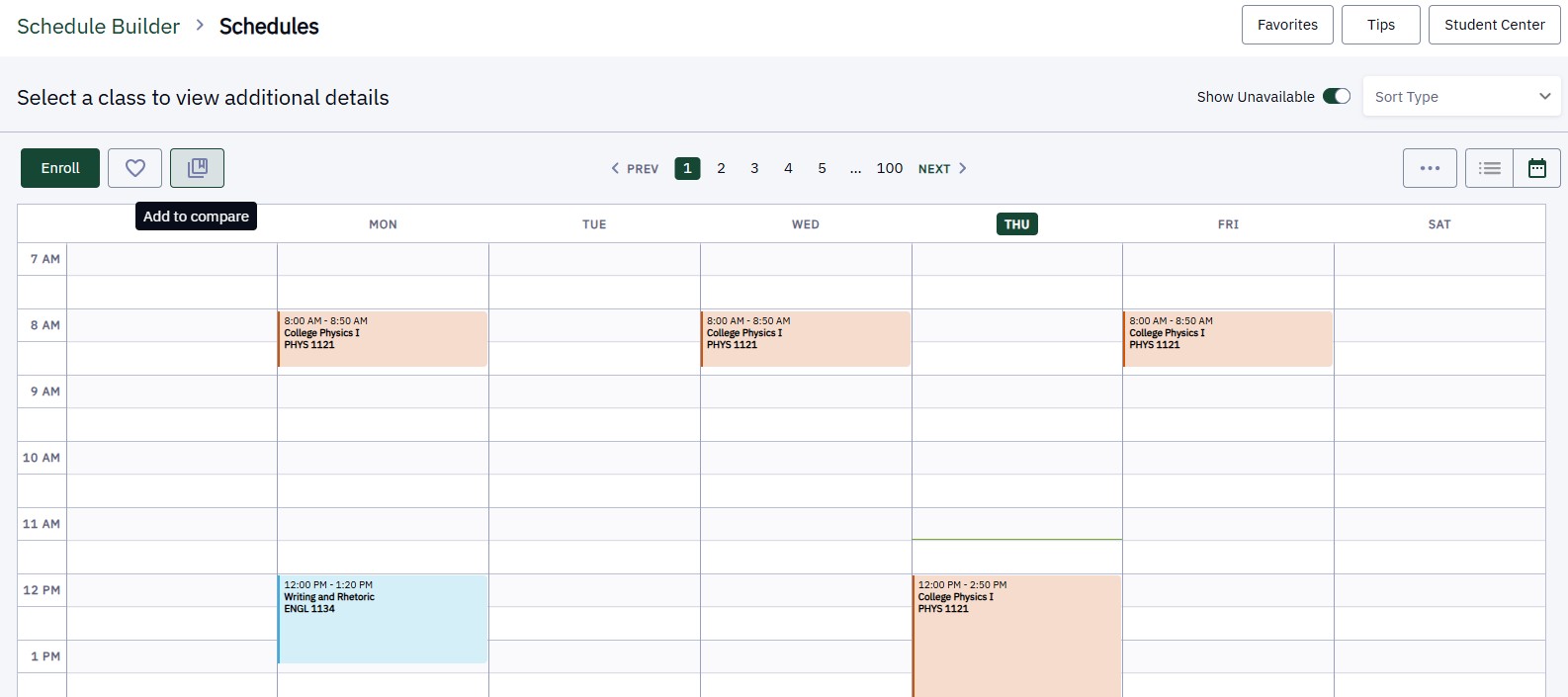 Add to compare button in the upper left-hand corner of the screen.