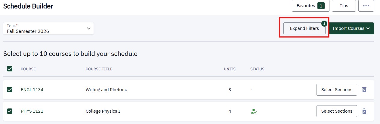 Remember to Expand Filters to select both Open and Closed course options.