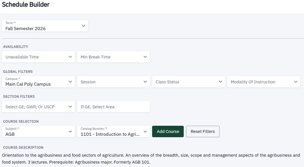 Subject and Catalog Number fields are required when searching for a specific course. These fields include a red asterisk.