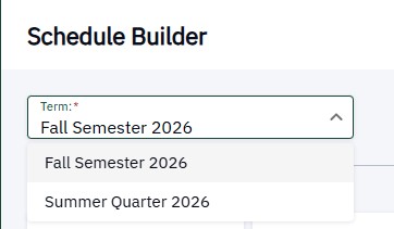 Schedule Builder Term Selection