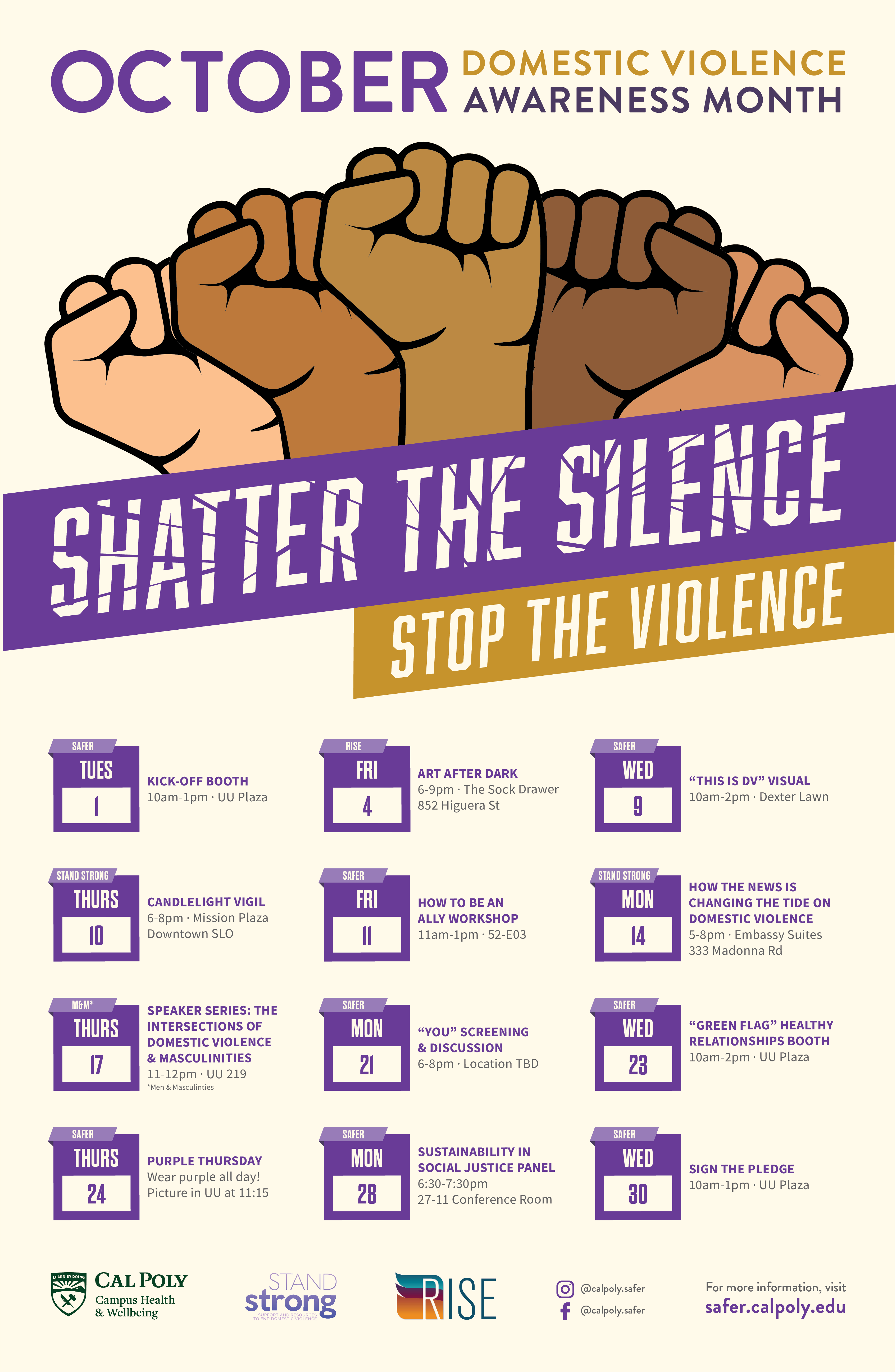 Events Domestic Violence Awareness Month Safer Cal Poly San