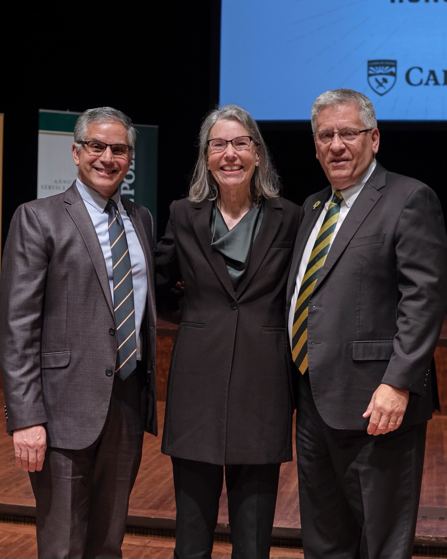 Provost Liddicoat, 40-Year Honoree Laura Freberg and President Armstrong