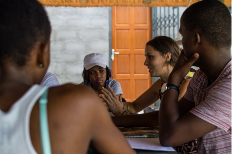 Megan Nellis working with students in South Africa