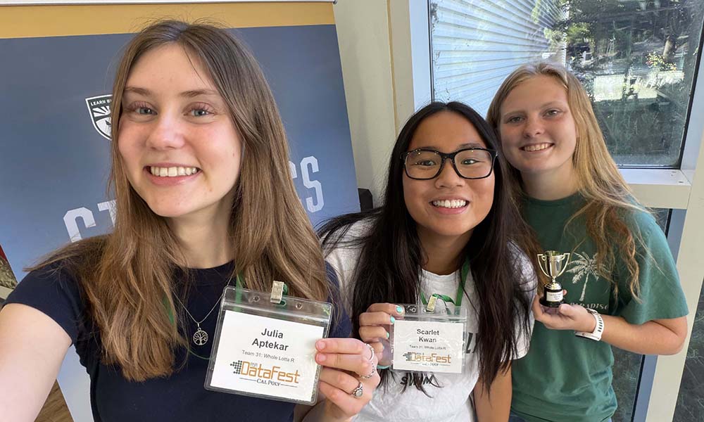 Cal Poly students with research poster