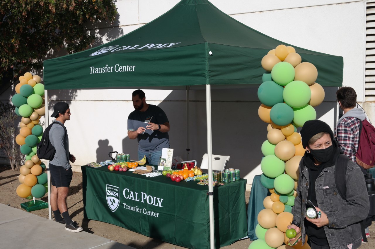 transfer center booth with students