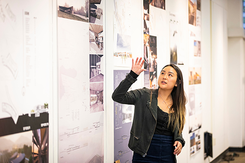 A student from Architecture 351 ("Architectural Design") presents her work over the past quarter.